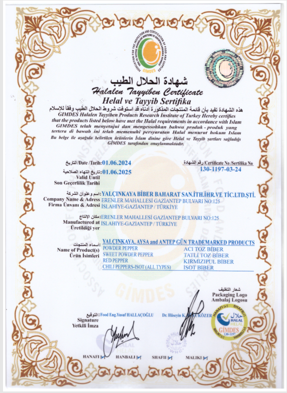 GİMDES HELAL BELGESİ